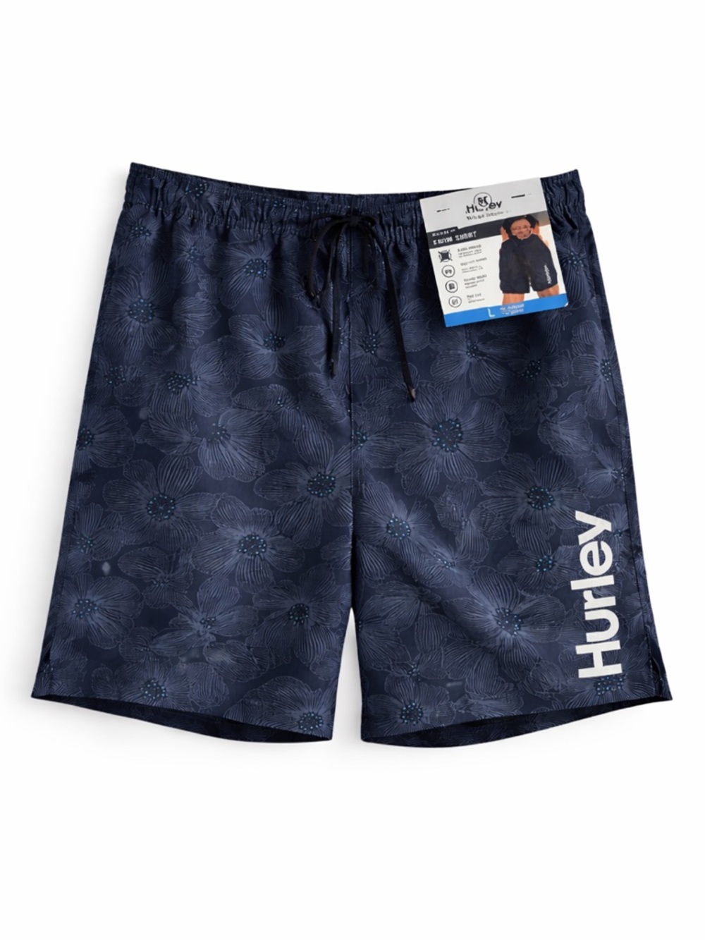 Hurley Swim Trunks Floral 4-Way Stretch L Elastic Waist Boardshorts